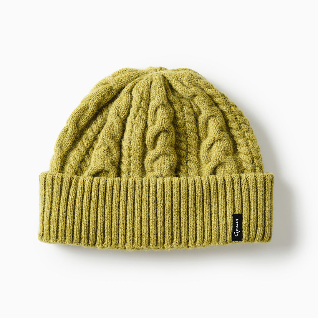 Genus Cable Knit Merino Wool Hat Achemilla Green
