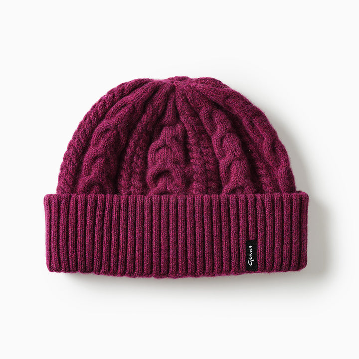 Genus Cable Knit Merino Wool Hat Tayberry Red