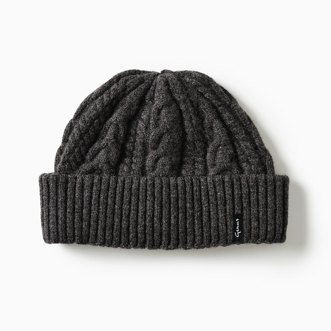 Genus Cable Knit Merino Wool Hat  Dark Earth