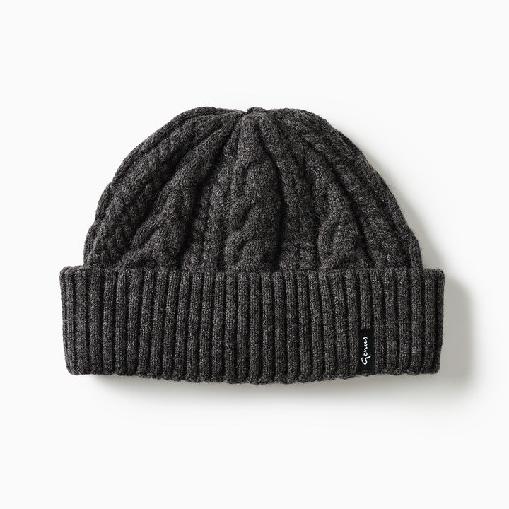Genus Cable Knit Merino Wool Hat  Dark Earth