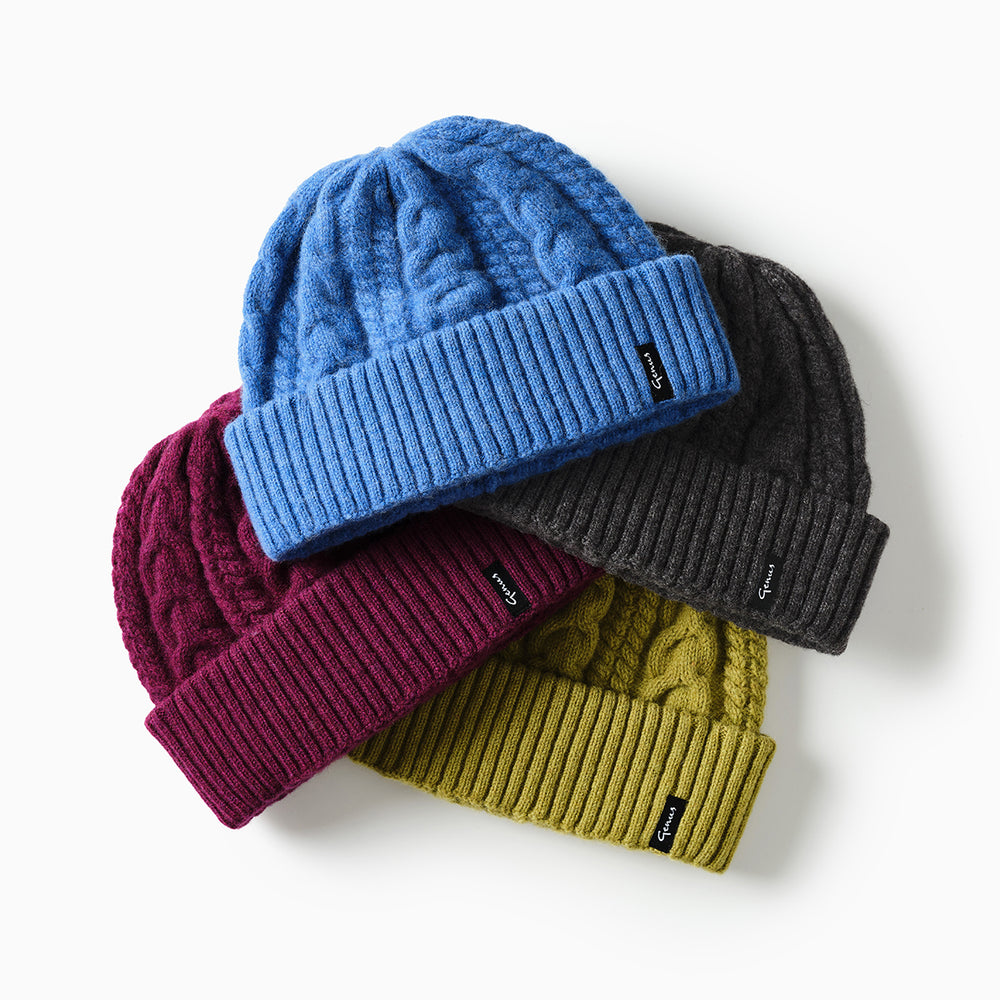 Mix of colours of the Genus Cable Knit Merino Wool Hat 
