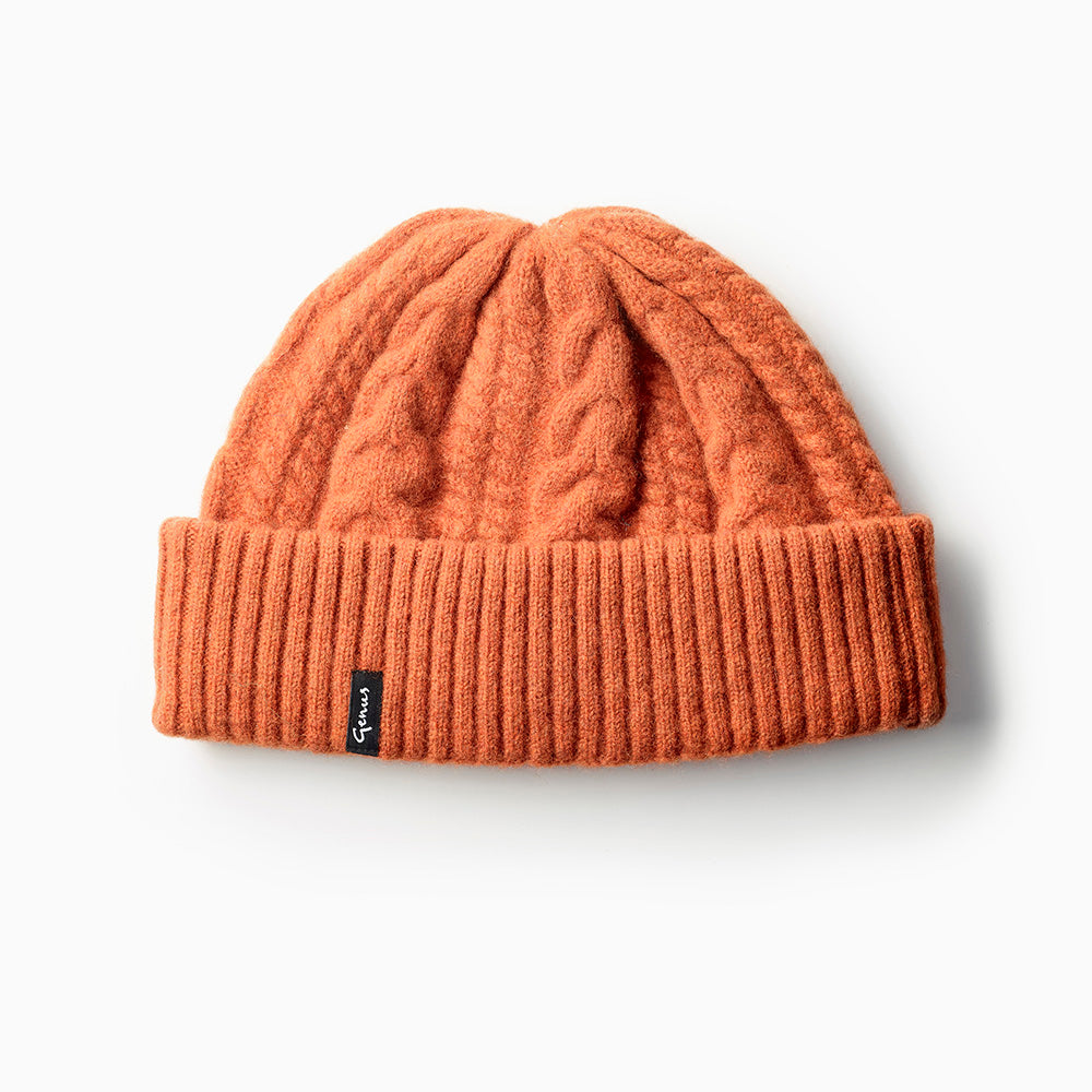 Genus Cable Knit Merino Wool Hat Rust