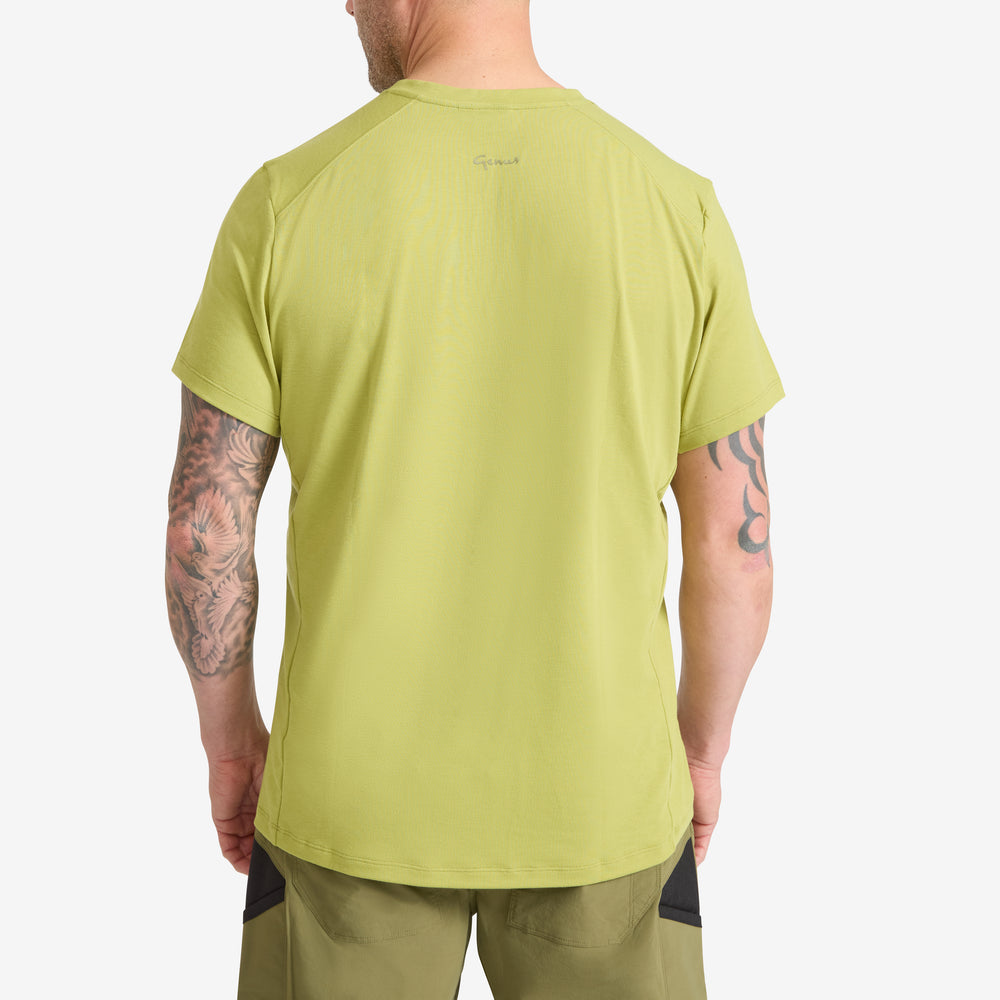 Back of a Genus Soft Lime Men's Eden Short Sleeve Tee