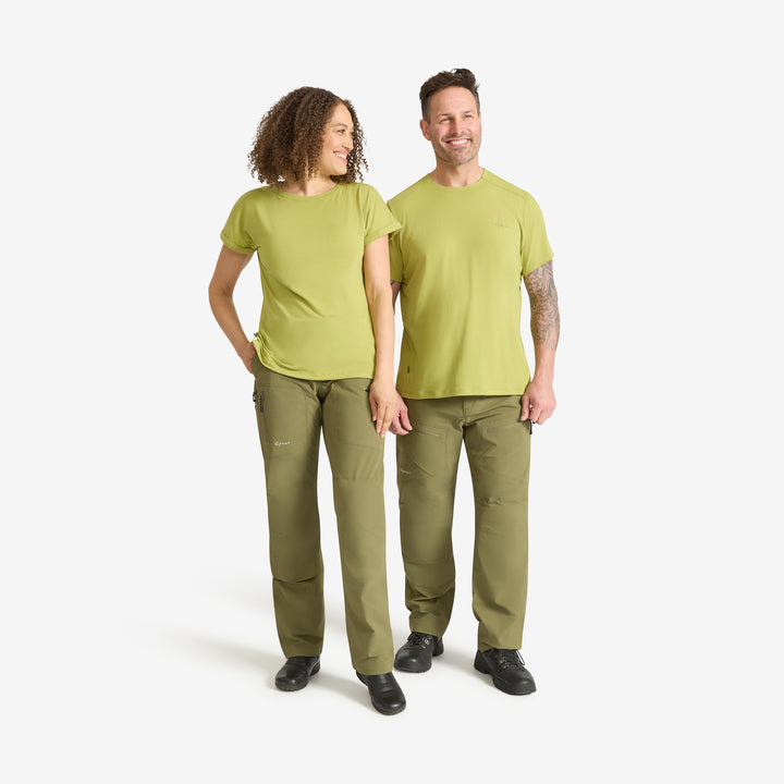 Genus Soft Lime Eden Short Sleeve Tee on a man and woman