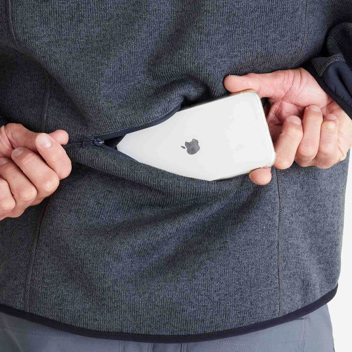 Genus Men's Dixter Gardening Pullover Dark Grey phone pocket