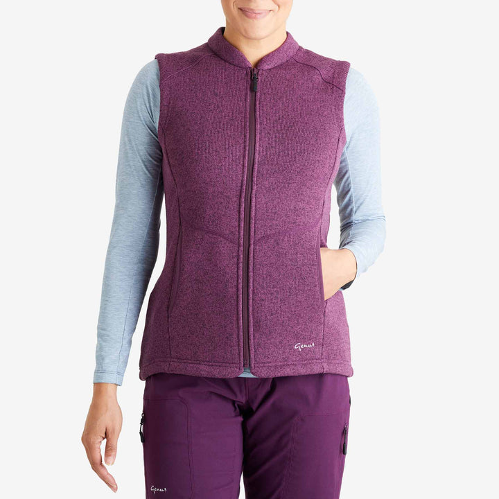 Front view of the Genus Women's Grape Dixter Gardening Gilet