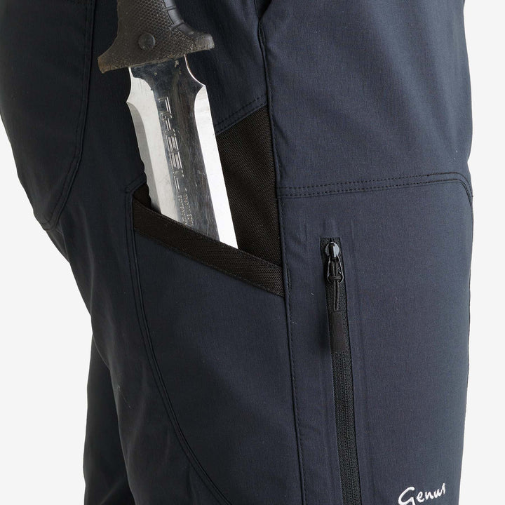 Close up on the pocket on the Genus Midnight Women's 3 Season Gardening Trousers