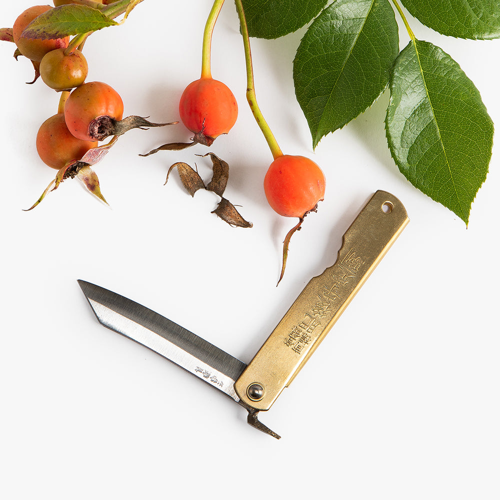 Genus Large Japanese Gardening Knife next to some plants
