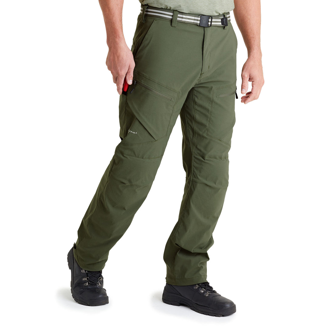 Front view of the Genus Dusky Green Men's 3 Season Gardening Trousers