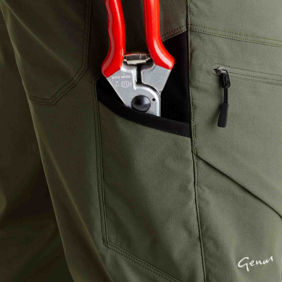 Genus Dusky Green Men's 3 Season Gardening Trousers tool pocket