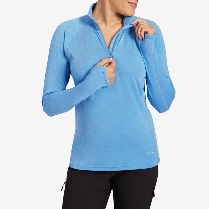 Genus Women's Parisian Blue Eden Zip Neck Top