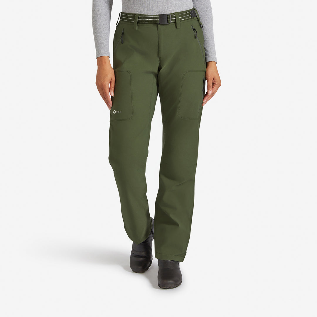 Woman wearing the Genus Women's New Green Waterproof Trousers